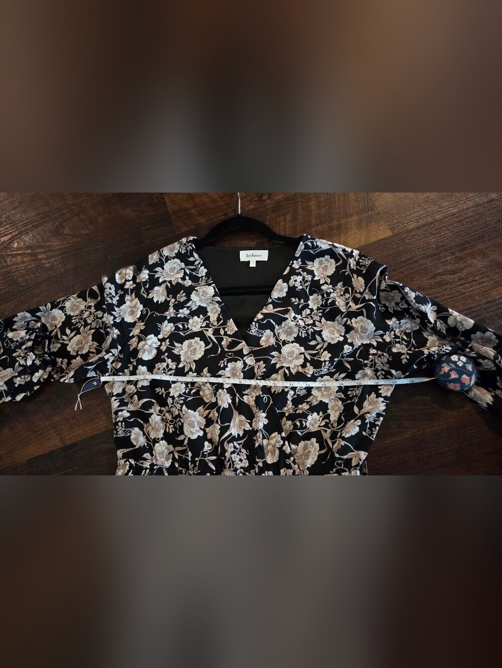 Bohme Black And Cream Floral Maxi Dress With Long Sleeves Size Small - Picture 3 of 6